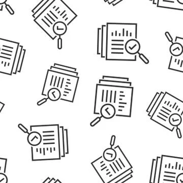 Audit document icon seamless pattern background. Result report vector illustr イラスト素材