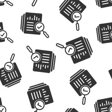 Audit document icon seamless pattern background. Result report vector illustr Illustrazione stock