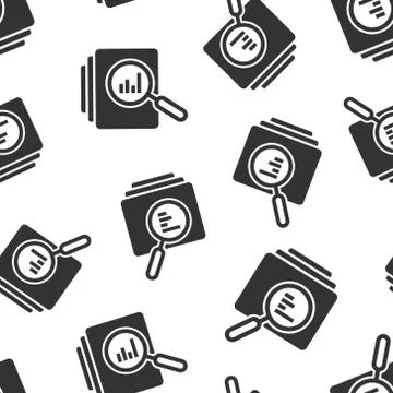 Audit document icon seamless pattern background. Result report vector illustr Illustrazione stock