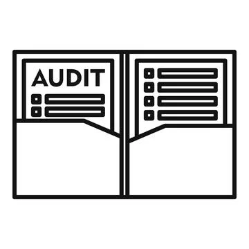 Audit documents icon, outline style Illustrazione stock