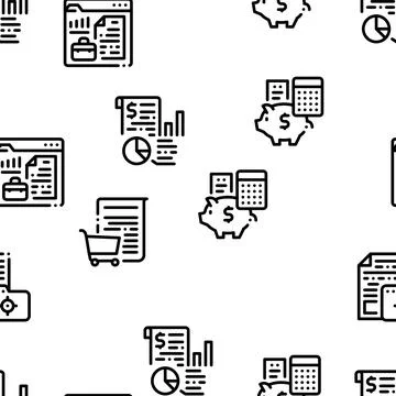Audit Finance Report Seamless Pattern Vector Stock Illustration