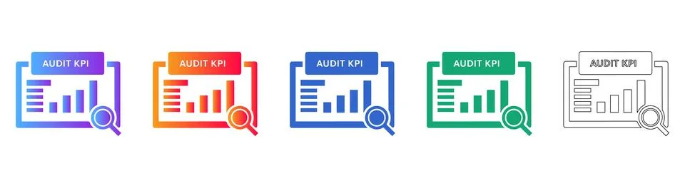 Audit KPI Performance and Analysis Icons Stockillustratie