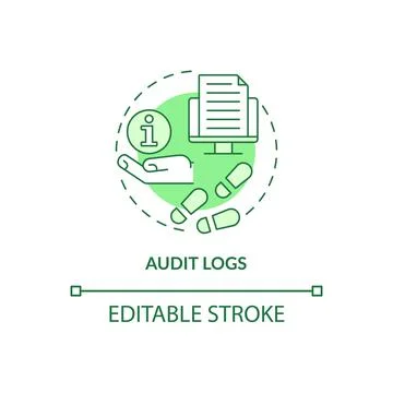 Audit logs green concept icon Stock Illustration