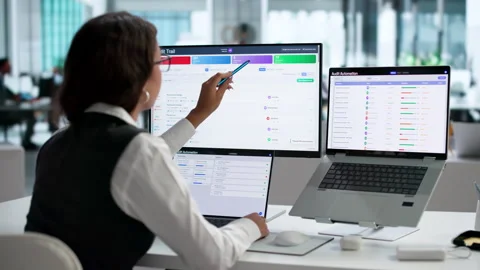 Audit Manager Using Automation Software On Laptop Stock Footage 345333817