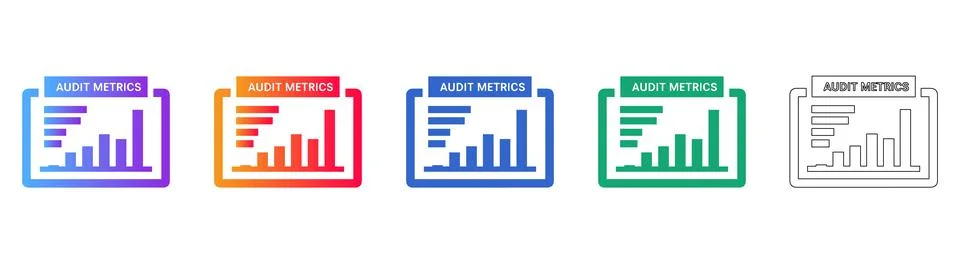 Audit Metrics Dashboard Interface Icons 스톡 일러스트