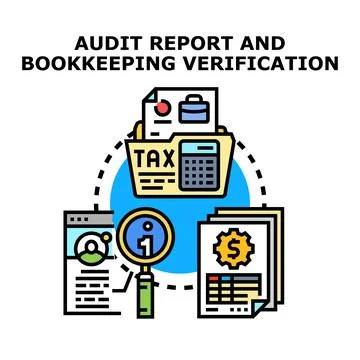 Audit report and bookkeeping verification concept illustration Stock Illustration
