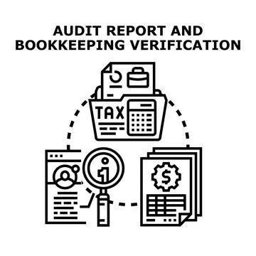 Audit report and bookkeeping verification concept illustration Stock Illustration