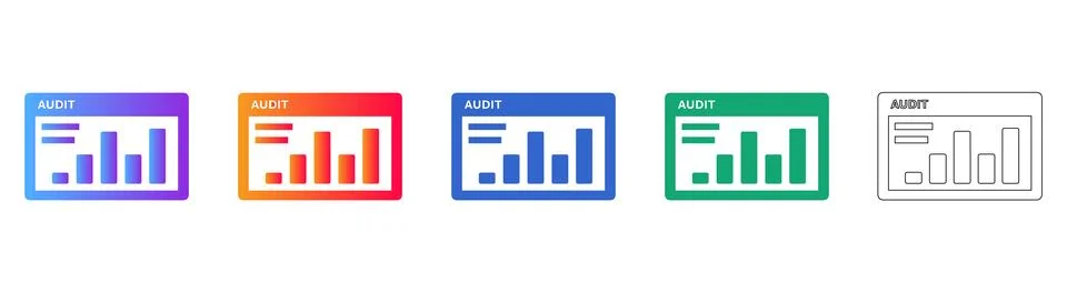 Audit Report Data Visualization Icon Set Stock Illustration