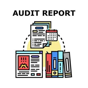 Audit report management process analyzing financial data Stock Illustration