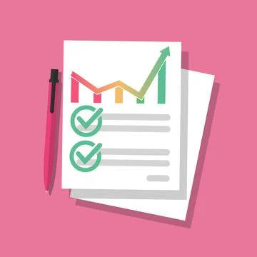 Audit report or study of sales or business data. Businessman s desk. Profit Stock Illustration