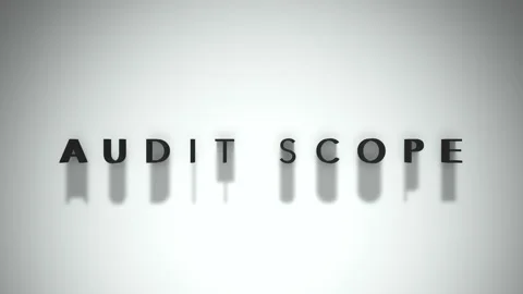 Audit Scope 3D title animation matte black text on a white background Stock Footage 300715667