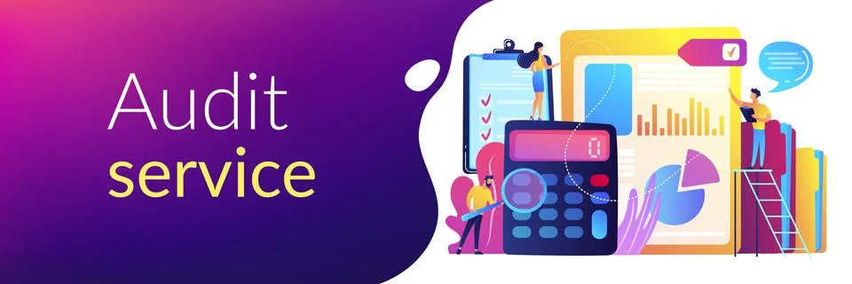 Audit service concept banner header. Stock Illustration