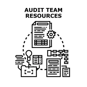 Audit team resources managing business process documentation Stock Illustration