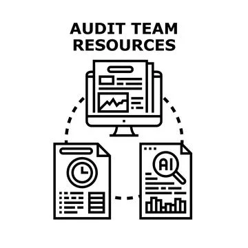 Audit team resources managing financial data analysis Stock-Illustration