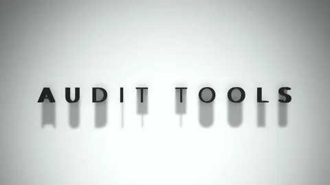 Audit Tools 3D title animation matte black text on a white background Stock Footage 300715669