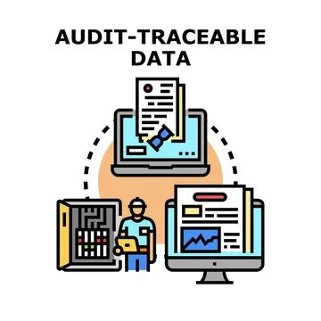 Audit traceable data management verifying information security Stock Illustration