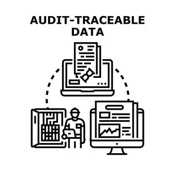 Audit traceable data management verifying information security Stockillustratie