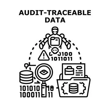 Audit traceable data security and analysis concept Stock Illustration