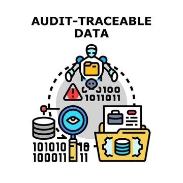 Audit traceable data security and analysis concept Stock Illustration
