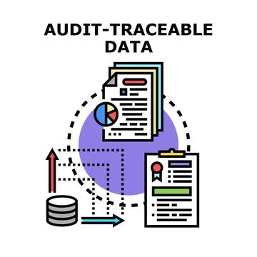 Audit traceable data verifying business records system Stock Illustration