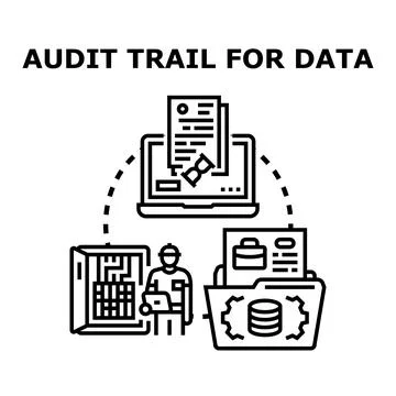 Audit trail for data logging and security concept Stock Illustration