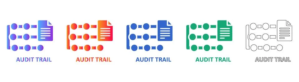 Audit Trail Process Flow Icon Set Illustrazione stock