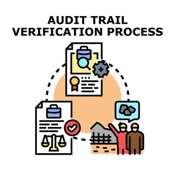 Audit trail verification process for data management Illustrazione stock