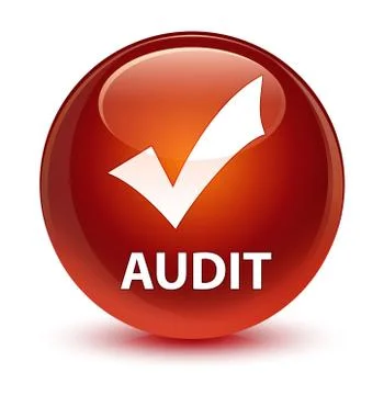 Audit (validate icon) glassy brown round button Stock Illustration