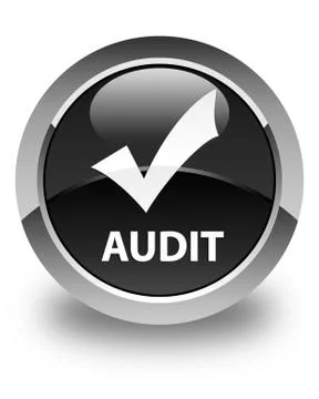Audit (validate icon) glossy black round button Stock Illustration