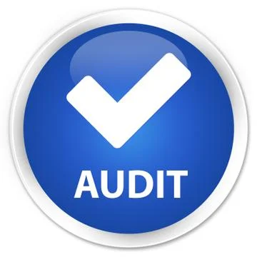 Audit (validate icon) premium blue round button Stock Illustration