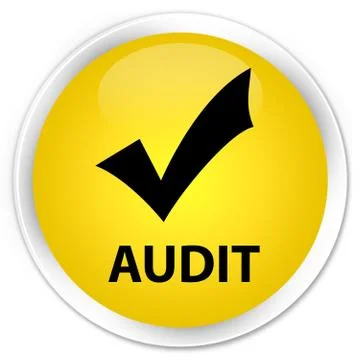 Audit (validate icon) premium yellow round button Stock Illustration
