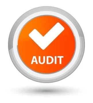 Audit (validate icon) prime orange round button Stock Illustration