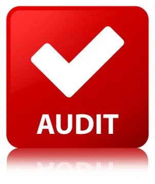 Audit (validate icon) red square button Stock Illustration