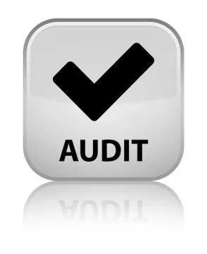 Audit (validate icon) special white square button Stock Illustration