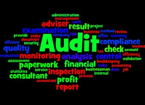 Audit, word cloud concept Stock Illustration
