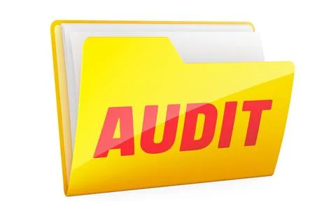 Audit, yellow folder. 3D rendering Stock Illustration