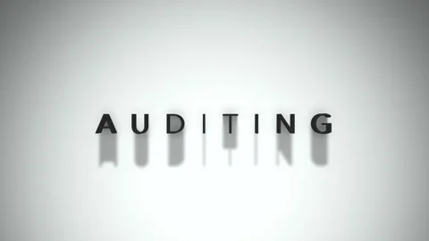Auditing 3D title animation matte black text on a white background Stock Footage 300715668