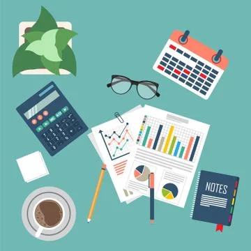 Auditing concept, tax process, analysis, data, accounting, planning, management Stock Illustration