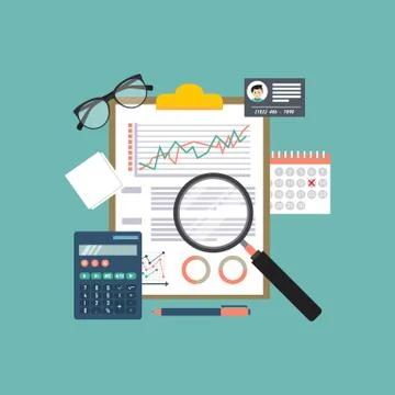 Auditing concept, tax process, analysis, data, accounting, planning, management Stock Illustration