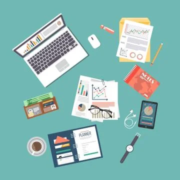 Auditing concept, tax process, analysis, data, accounting, planning, management Stock Illustration