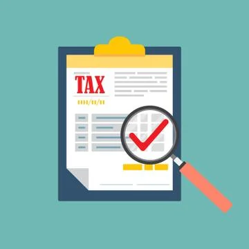 Auditing concept, tax process, analysis, data, accounting, planning, management Stock Illustration