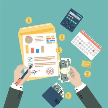 Auditing concept, tax process, analysis, data, accounting, planning, management Illustrazione stock