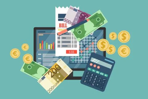 Auditing concept, tax process, analysis, data, accounting, planning, management Stock Illustration