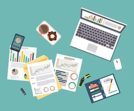 Auditing concept, tax process, analysis, data, accounting, planning, management Stock Illustration