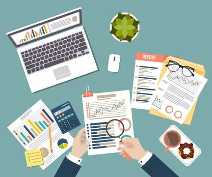Auditing concept, tax process, analysis, data, accounting, planning, management 스톡 일러스트