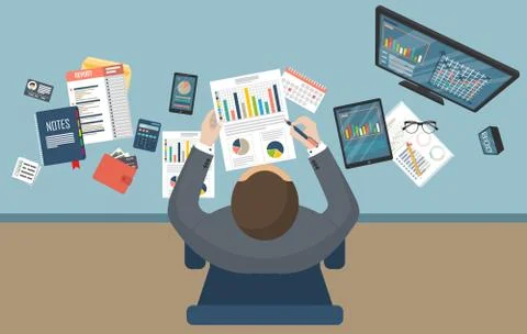 Auditing concept, tax process, analysis, data, accounting, planning, management Stock Illustration