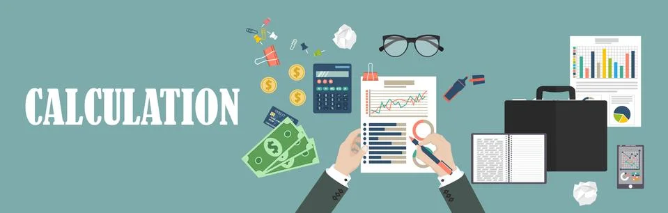 Auditing concept, tax process, analysis, data, accounting, planning, management Stock Illustration