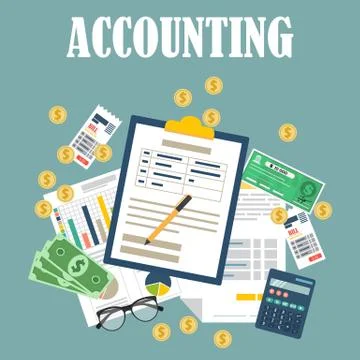 Auditing concept, tax process, analysis, data, accounting, planning, management Stock Illustration