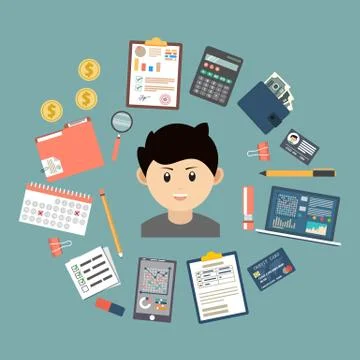 Auditing concept, tax process, analysis, data, accounting, planning, management Stock Illustration