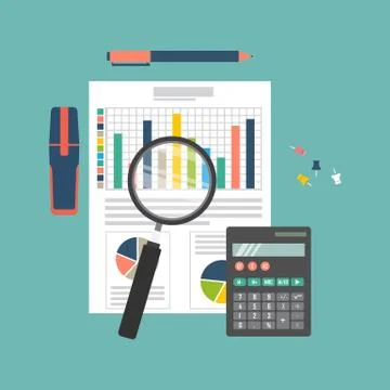 Auditing concept, tax process, analysis, data, accounting, planning, management Stock Illustration
